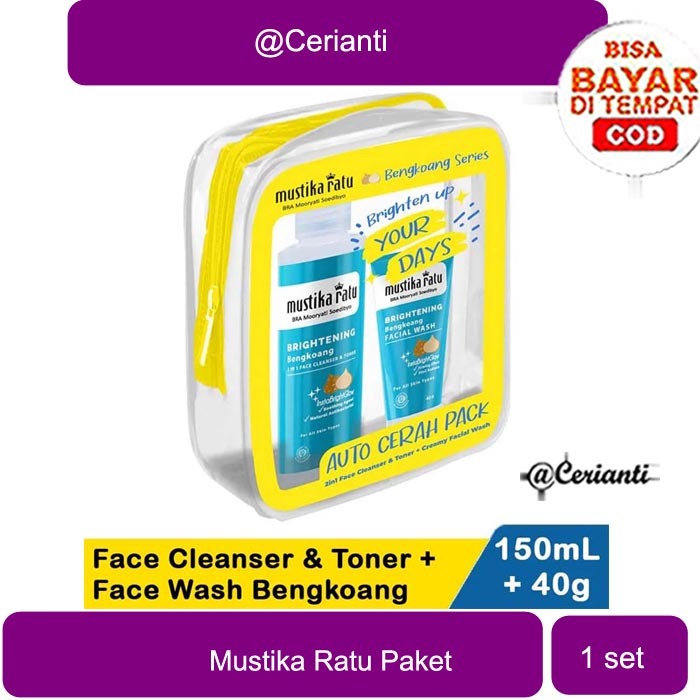 Mustika Ratu Paket Pembersih Wajah Brightening Bengkoang 2 in 1 Face Cleanser Toner 150ml & Facial W