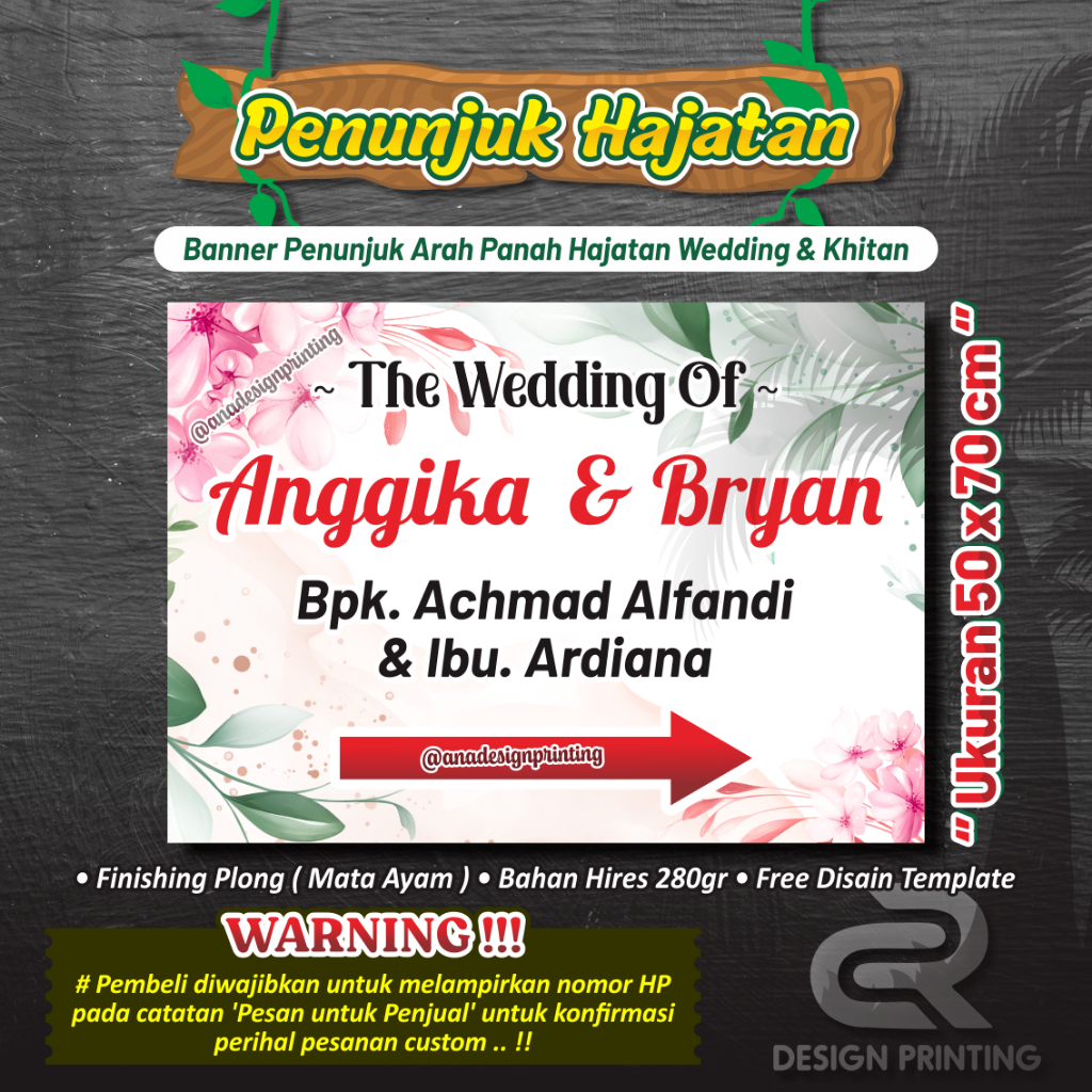 BANNER Petunjuk Arah Panah Hajatan Wedding & Khitan ( Catalog Fresh )