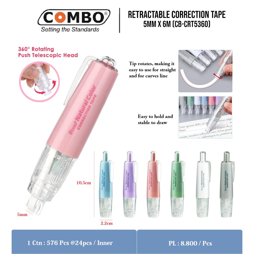 

Retracable Correction Tape / Pita Koreksi Cetek 6 Meter