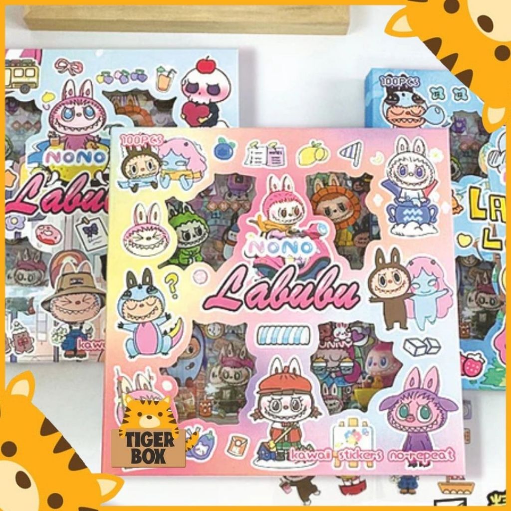 

Stiker Labubu isi 100 Waterproof Lucu Stiker Motif Kartun Korea Dekorasi Hiasan Scrapbook DIY