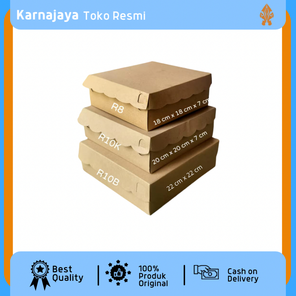 Box Dus Kotak Nasi / Dus Nasi Kraft Renda / Dus Nasi Putih R8 18x18 / R10K 20x20 / R10B 22x22