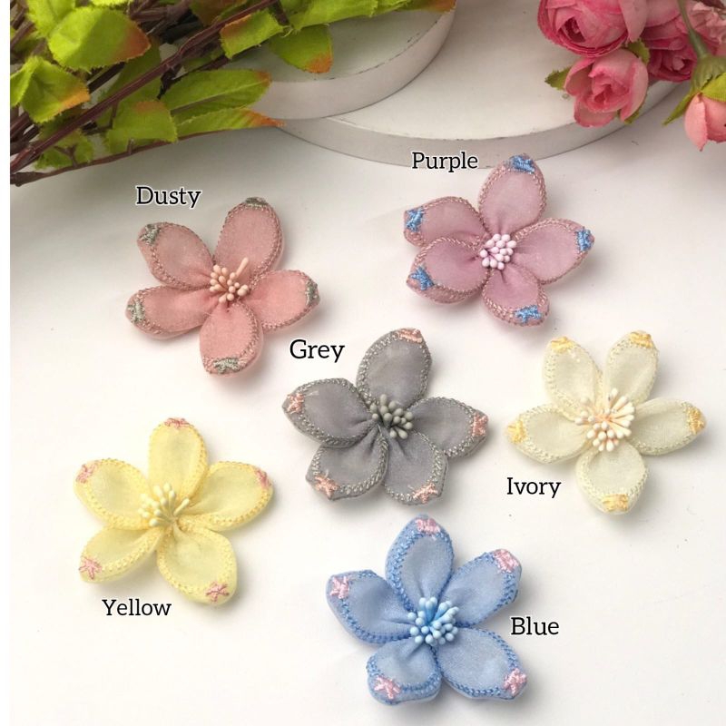 Bunga kaca sakura Ujung Bordir Putik