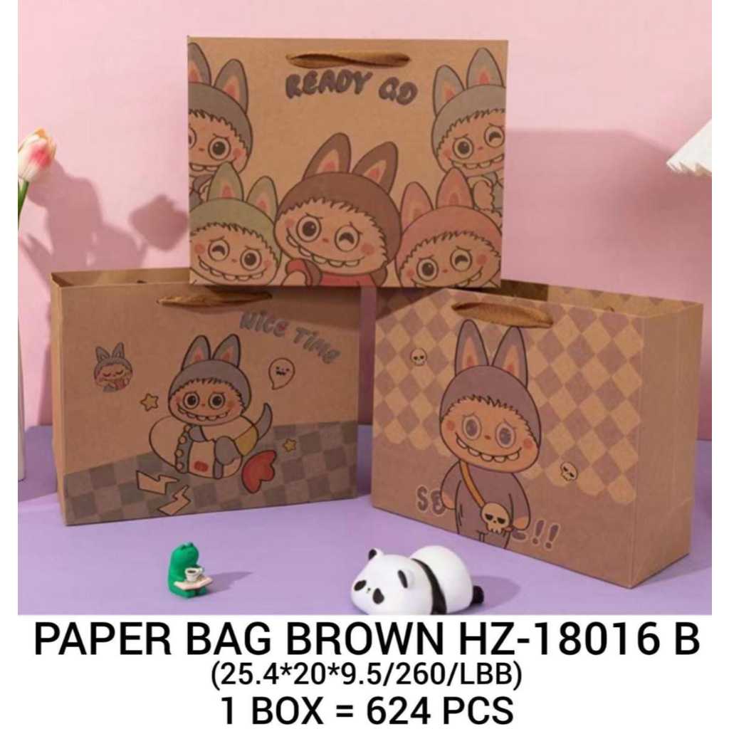 

Paper Bag Coklat Gambar Lucu / Tas Belanja Lucu