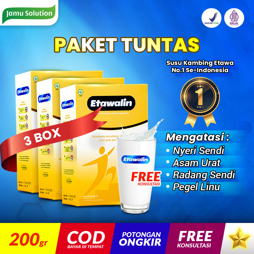 

Susu Kambing ETAWALIN Herbal Jamu Alami Paket Tuntas 3 Box Obat Asam Urat
