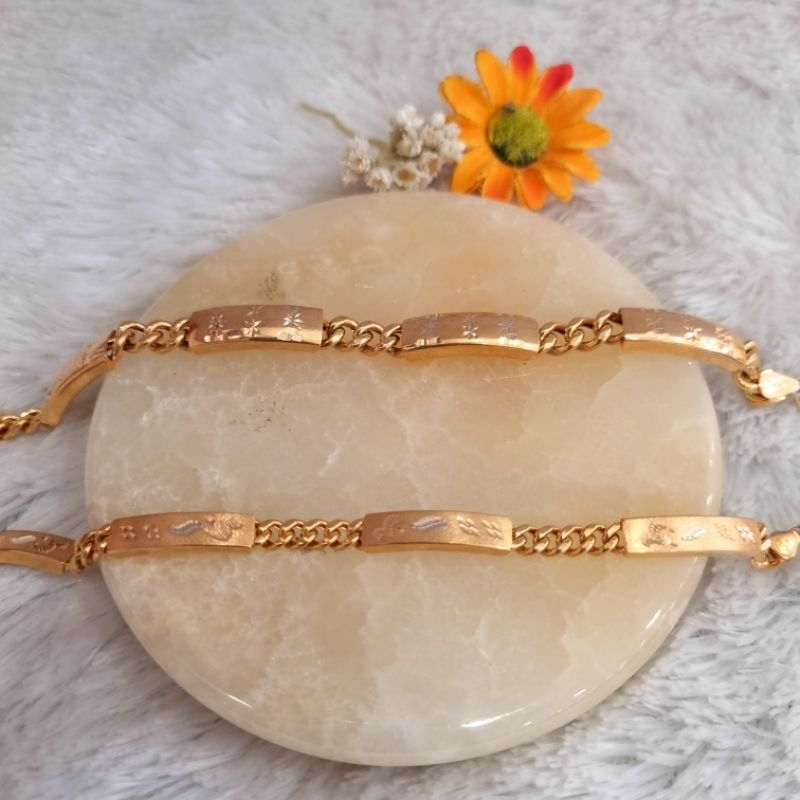 gelang rantai plat emas asli kadar 8k/37.5%