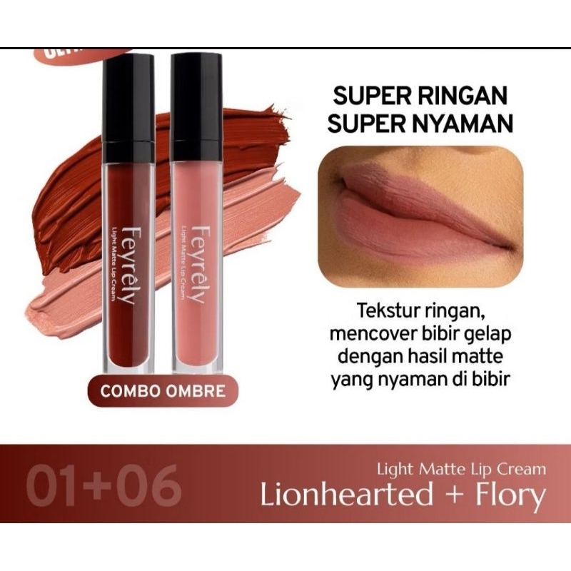 Feyrely Light Matte Lip Cream Set Ombre 2 in 1/Feyrely Lip Cream Matte /Tahan Lama /Lipstick Ombre