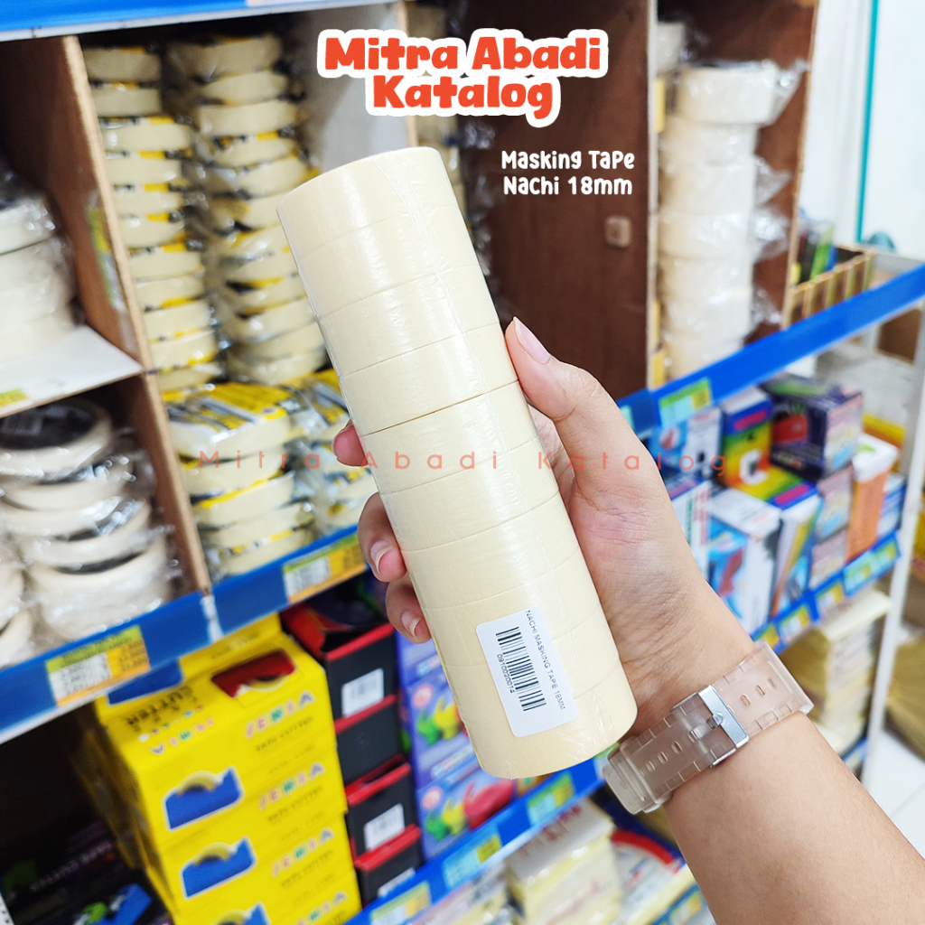 

(10 PCS) MASKING TAPE NACHI 18MM / 1 SLOP ISOLASI LAKBAN SOLASI KERTAS PUTIH CREAM MEREKAT KUAT COVERING TAPE PITA PEREKAT ADHESIVE TAPE / MITRA ABADI KATALOG JOGJA