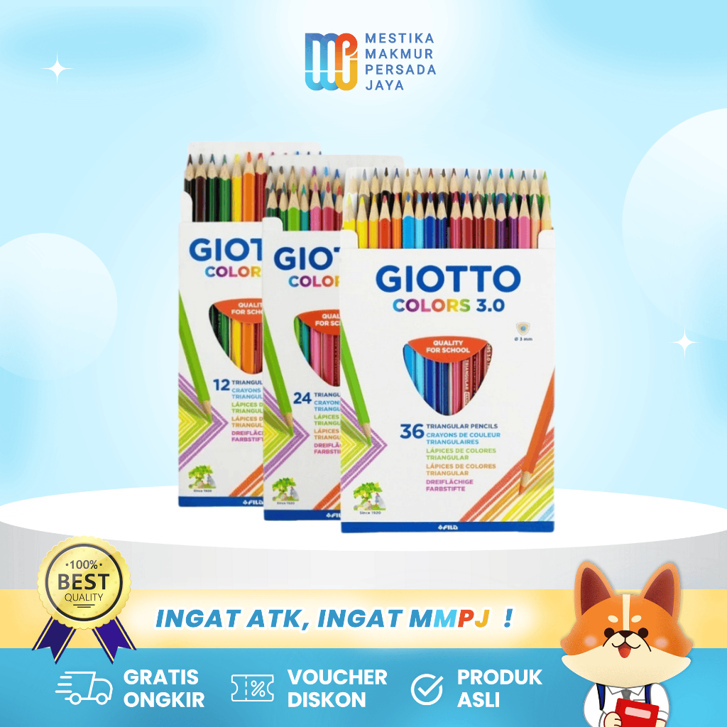 

Giotto Colors 3.0 - Pensil Warna Lengkap Isi 12 / 24 / 36 Warna Non-Toxic