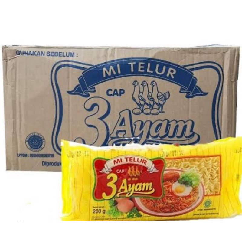 

Mie Telur 3 Ayam 1 (Dus isi 20 Bks)