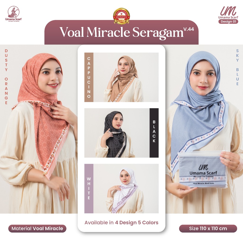 SERAGAMAN  POUCH UMAMA MIRACLE MOTIF POUCH METAL LOGO ICON PLAT BESI UM VOAL 110x110 cm Premium