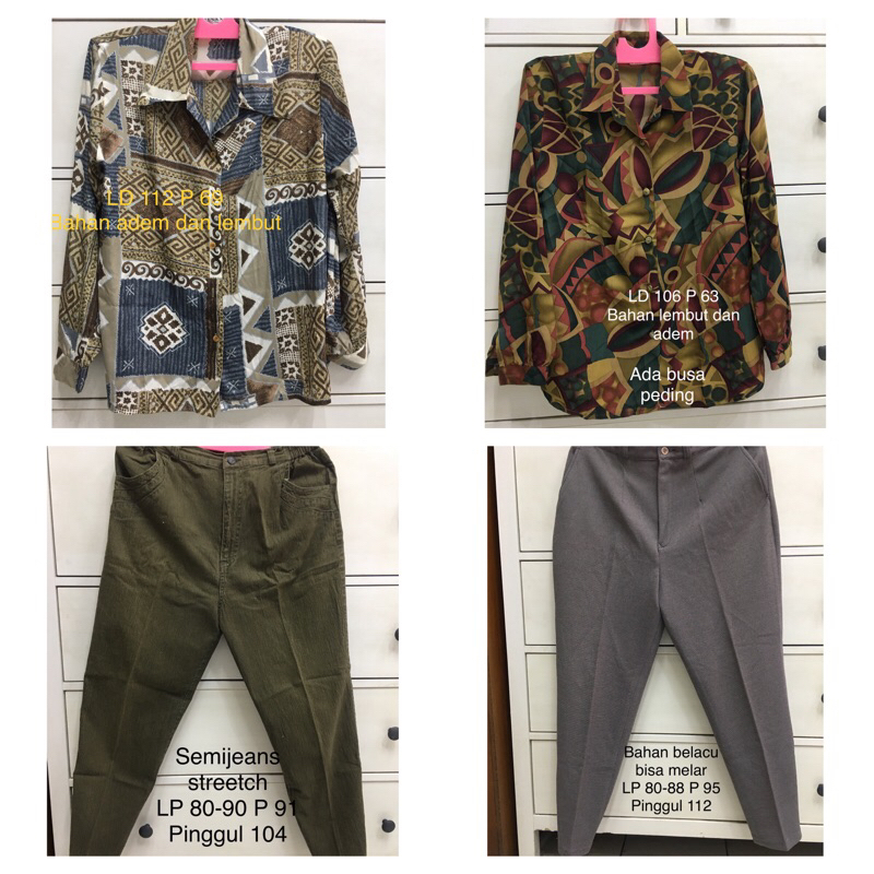 PRELOVED ATASAN IBU / WANITA JUMBO BAJU CELANA  JUMBO MURAH