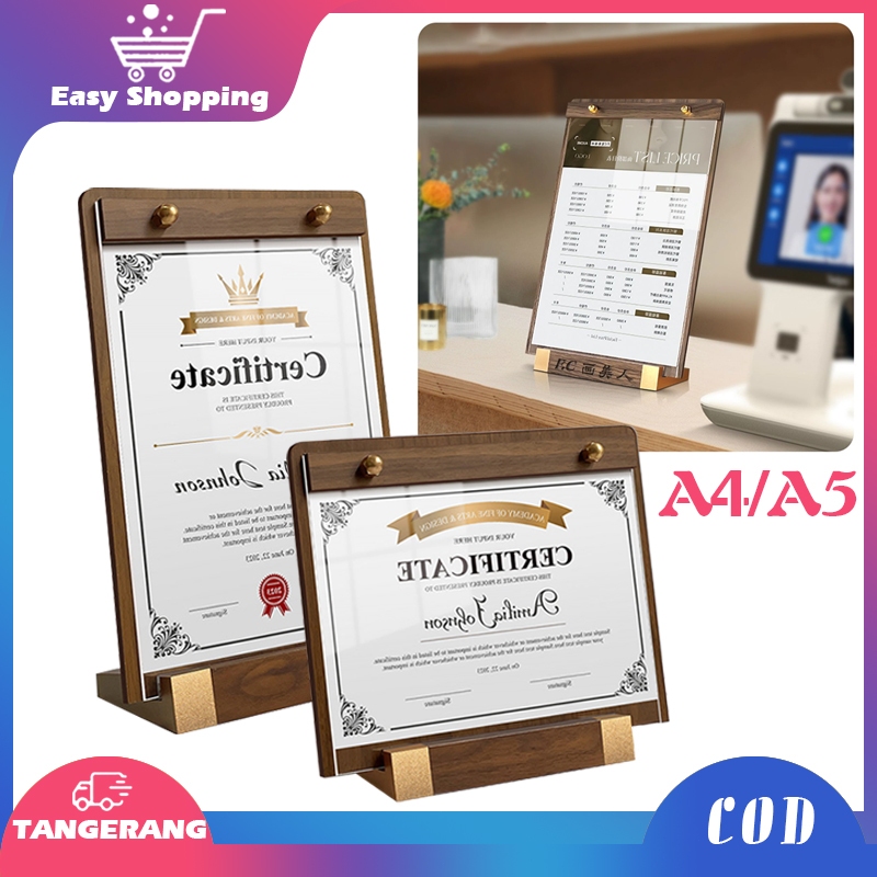 

CKS15 Stand Menu Kayu Standing Menu Display Wood Sn Holder A4/A5 Menu Stand With Base