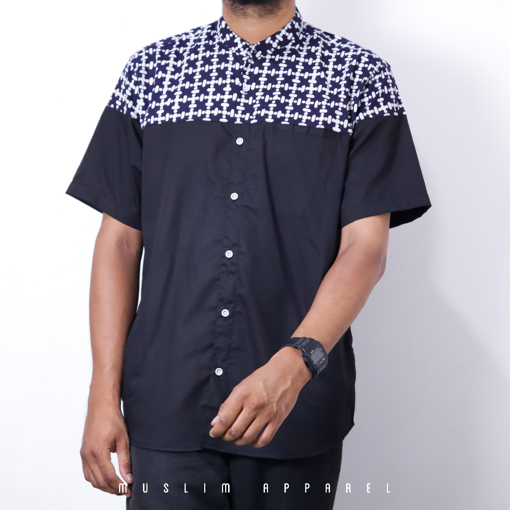 Baju Koko Kemeja Pria Dewasa Hitam - Kemeja Koko Lengan Pendek Fashion Pria Dewasa