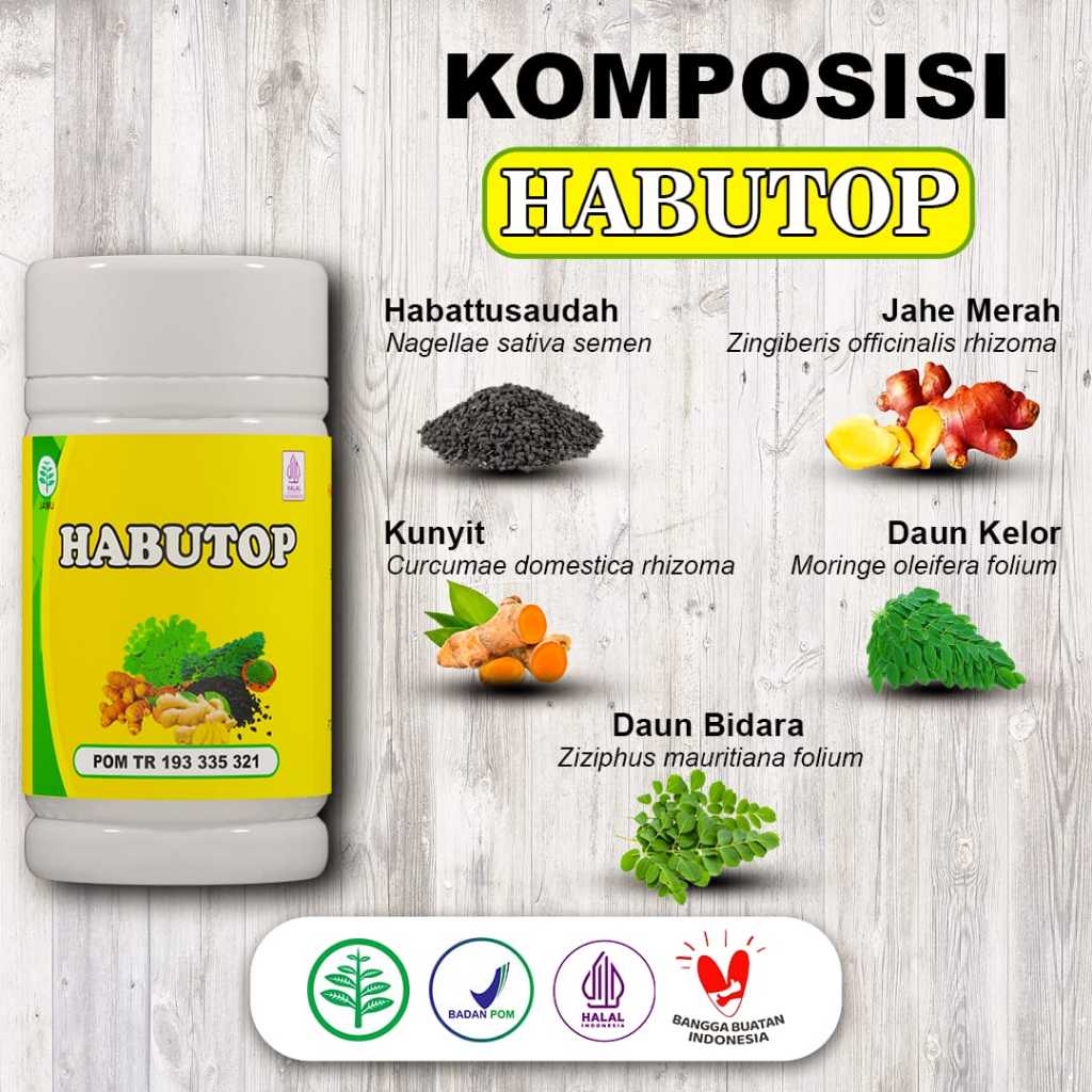 HERBAL HABUTOP HABATOP DENATURE ISI 50 - 200 KAPSUL - OBAT SEGALA PENYAKIT HABBATUSSAUDA