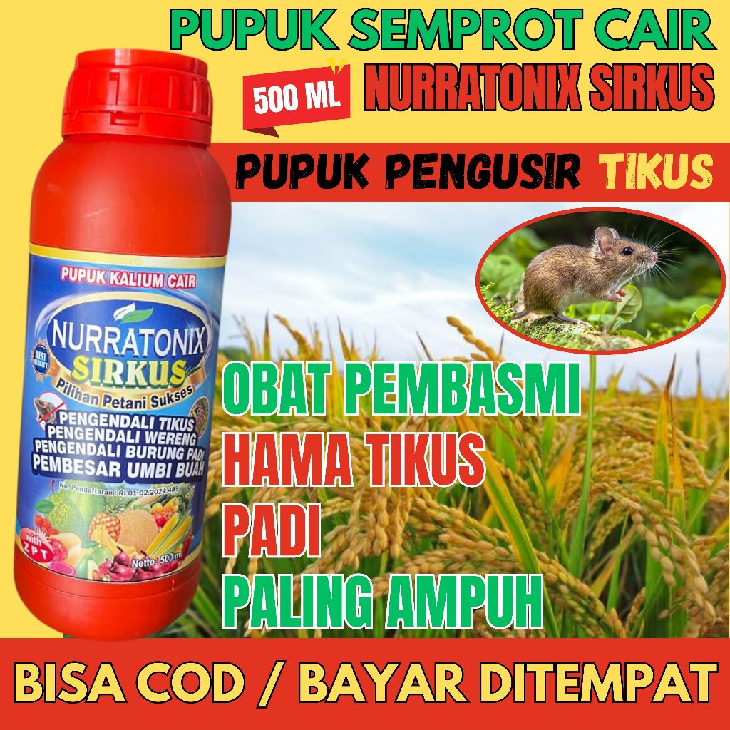 Pengendali Tikus Dan Pengendali Burung Piit Pada Tanaman Padi - NUrratonix Sirkus 500 ML - Pupuk Cai