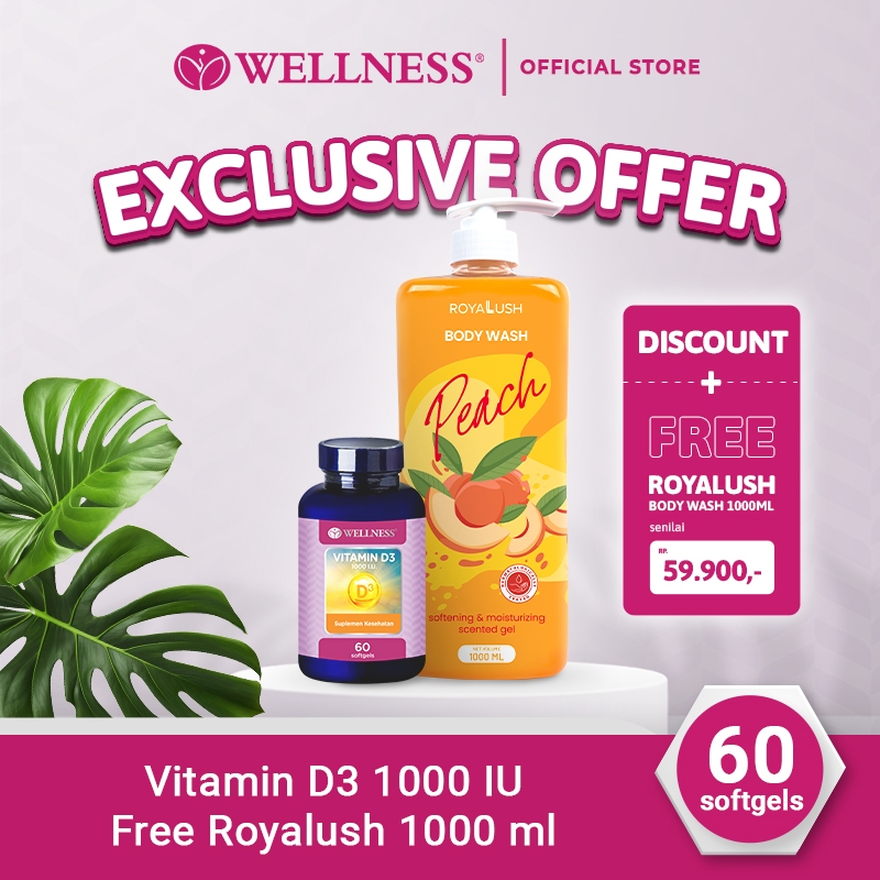 Wellness Vitamin D3 1000 IU - 60 Softgels