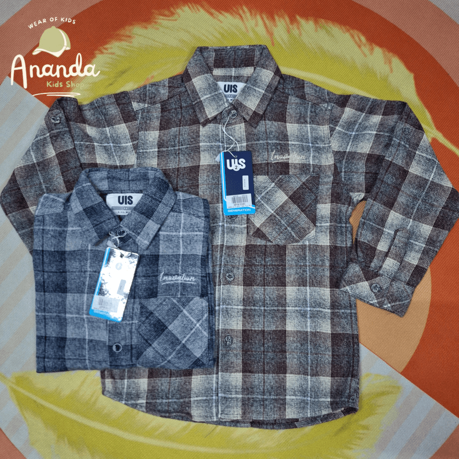 Kemeja Lengan Panjang Anak Laki Laki Uis Kids Bahan Flanel Bordir Inovation Terbaru