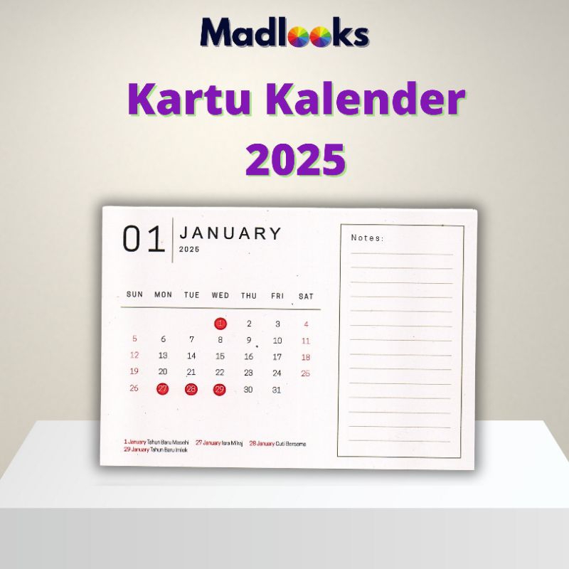 

Calendar Card Notes 2025