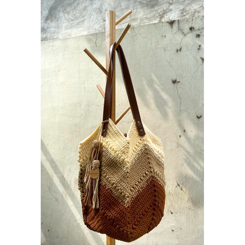 Tote bag Bohemian gradasi || Rajut