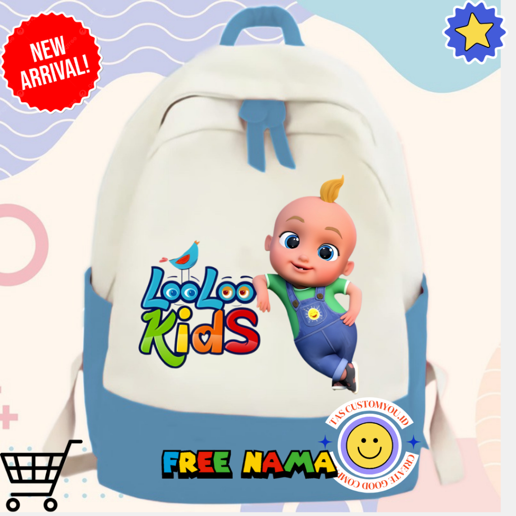 tas rasel sekolah anak tk/sd gambar looloo kids free nama