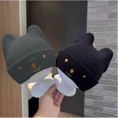 A. Kupluk Cattes Bayi - 5 Tahun / Import Topi Balita Anak Laki Laki Perempuan Baby Rajut Premium 1 t