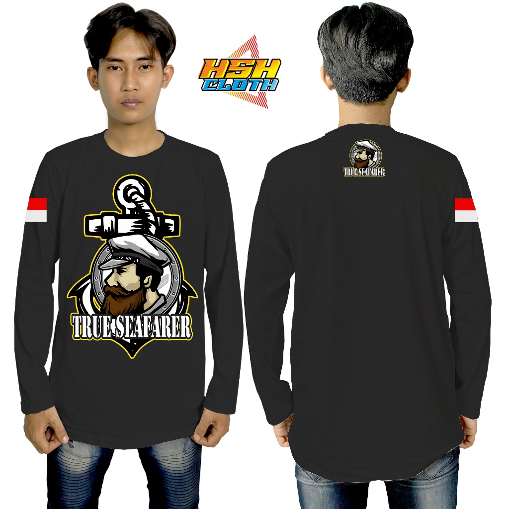 Baju Kaos Distro Lengan Panjang Pelaut True Seafarer Jangkar Pelayaran Bisa Custom - HSHCloth