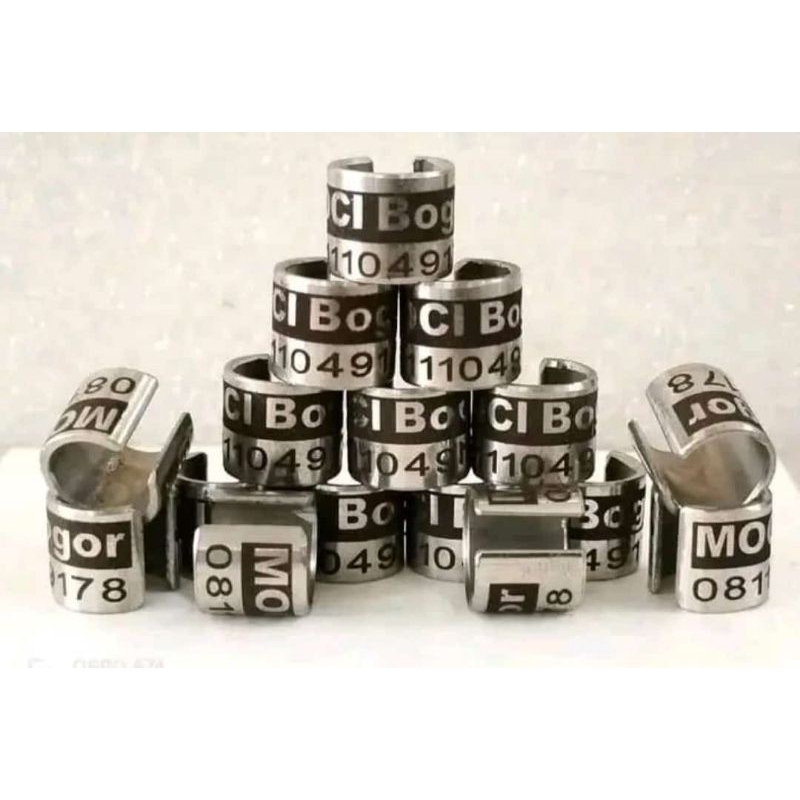 RING BAJA BELAH UNTUK MERPATI DEWASA BISA PESAN NAMA RING BURUNG DARA DEWASA BAHAN BAJA BELAH CUSTOM