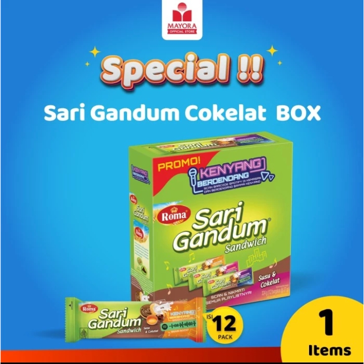 

ROMA SARI GANDUM COKLAT 1 BOX 12 Pcs