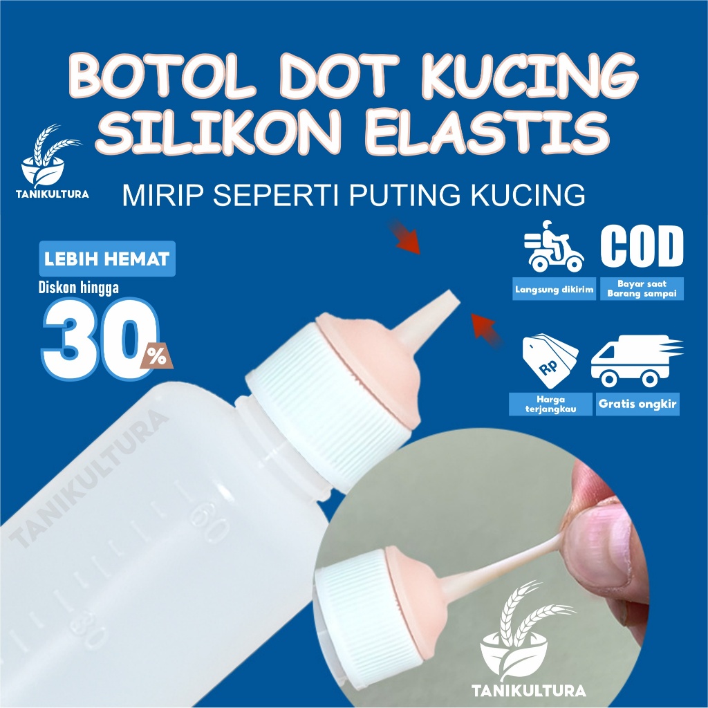 Dot Kucing Bayi Baru Lahir 100ml Botol Dot Susu Kucing Empeng Kitten Silikon Elastis Kuat Tahan Lama