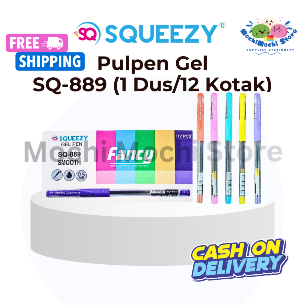 

PER DUS/12KOTAK/144PCS Pulpen Gel SQUEEZY GP-SQ889 Fancy | Pulpen Gel | Gel Pen Office Smooth | Needle Tip 0.5mm | Pulpen Gel SQUEEZY GPSQ-889 | Bolpen Gel