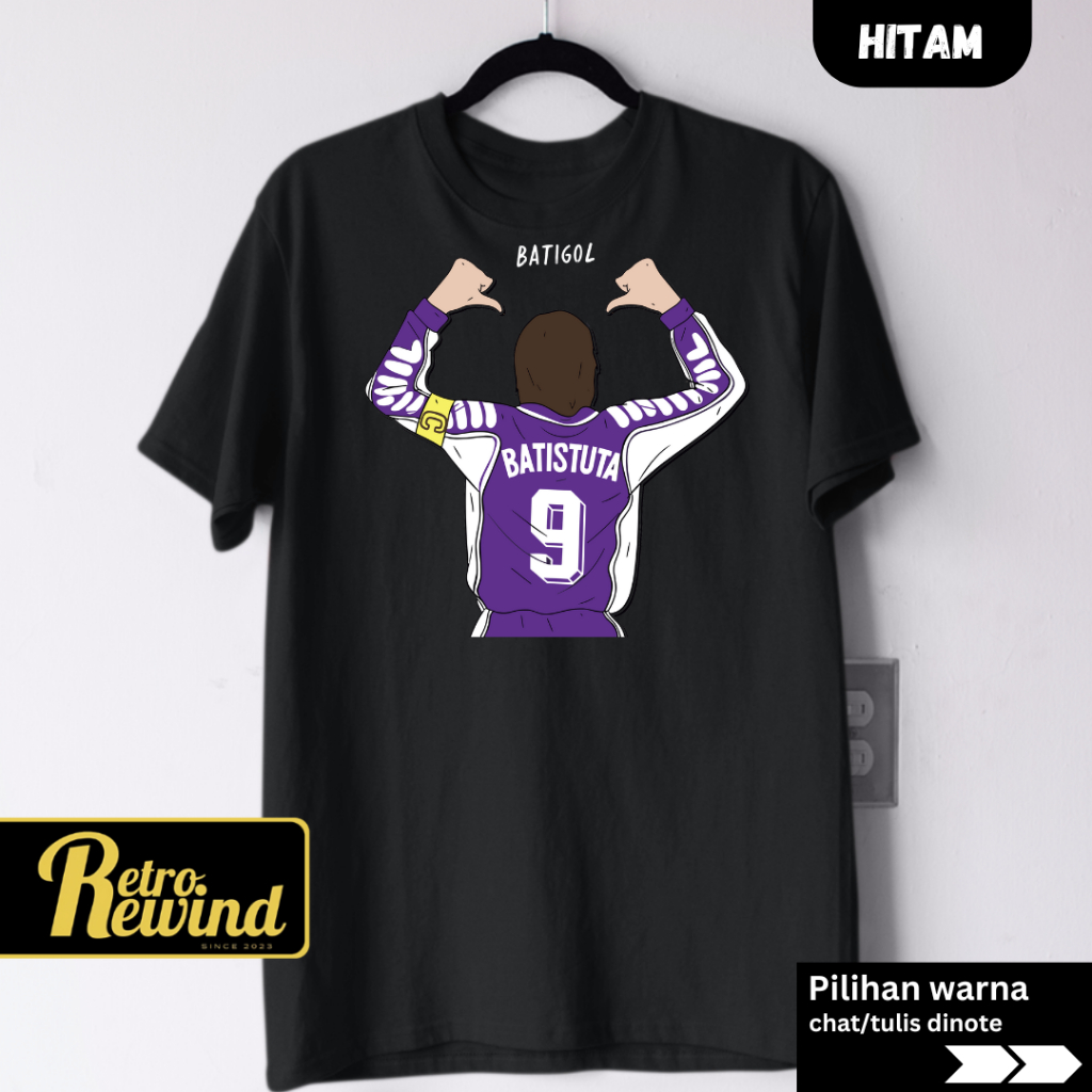 Kaos BOLA FIORENTINA BATISTUTA Kaos Dewasa Size S - 7XL Big Size Jumbo dan Kaos Anak Size XS - XL ( 