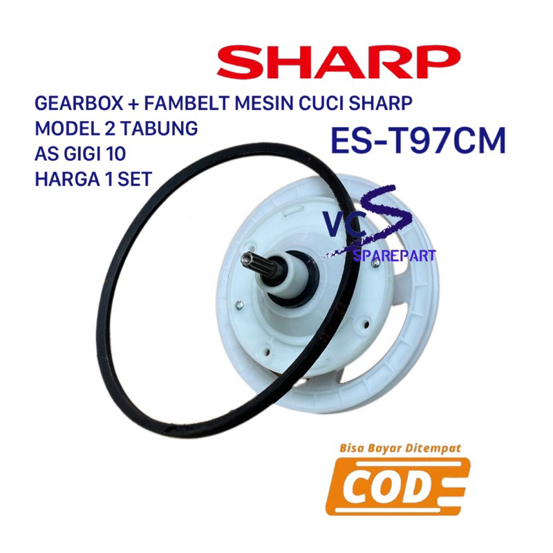 [ SHARP ES-T97CM ]GEARBOX + FANBELT MESIN CUCI SHARP ES-T97CM - GIRBOX MESIN CUCI SHARP 2 TABUNG