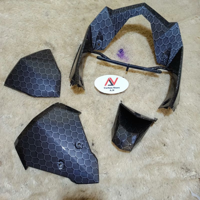 Paketan Cover Garnish Dasi Visor Sambungan Spakbor Belakang Vario 125 150 ESP LED Old K59 Full Karbo
