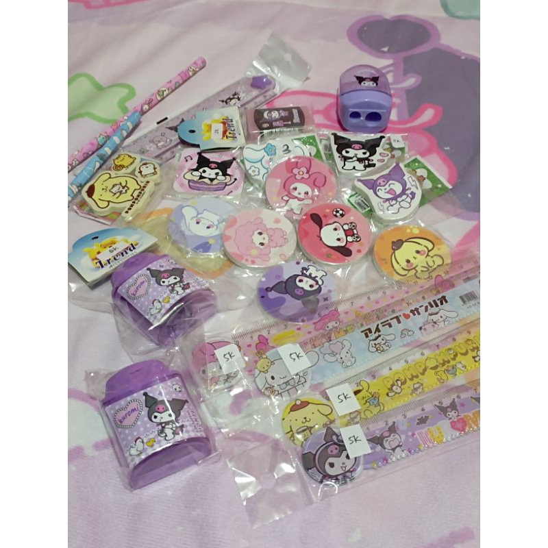 

Alat tulis karakter sanrio penghapus rautan penggaris pensil stiker mini