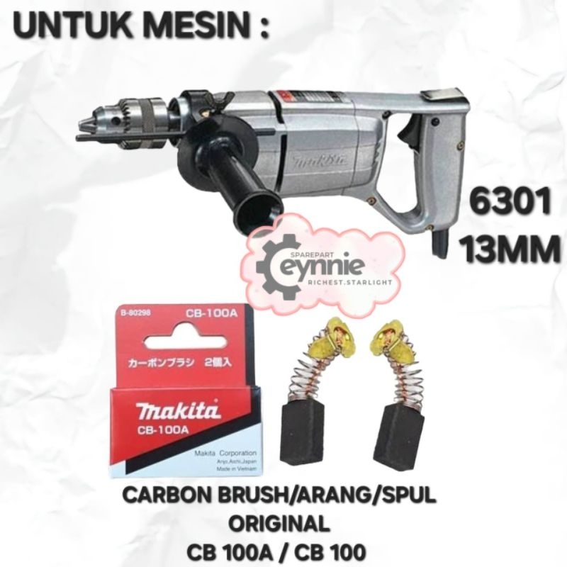 CARBON BRUSH MESIN BOR 13MM 6301 MAKITA CB 100A ORIGINAL ARANG SPUL MESIN BOR 13MM 6301 CB100A CB100
