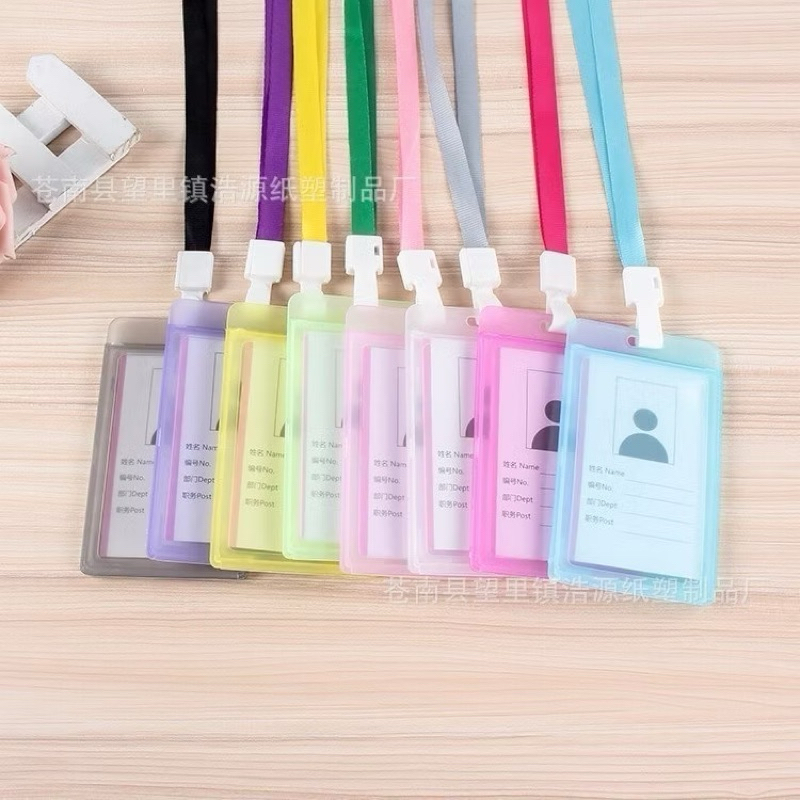 

TA- NAME TAG ID CARD TRANSPARAN / GANTUNGAN KARTU NAMA PLASTIK VERTICAL LANYARD POTRAIT POLOS