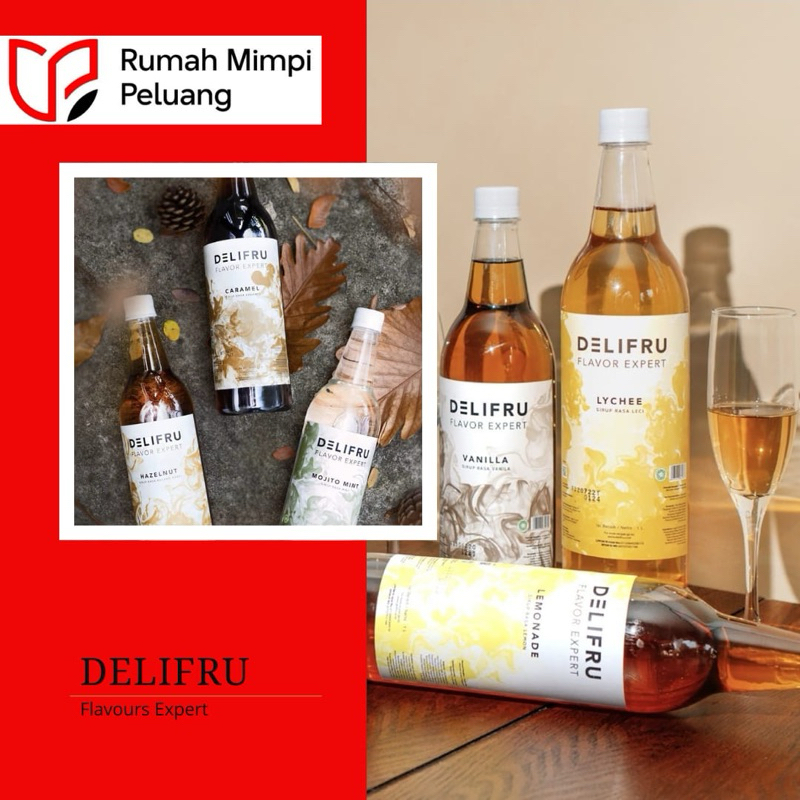 

Delifru Syrup 1 Liter all variant - Sirup delifru Caramel, Roasted Barley, Raisin, Osaka Brown, Hazelnut, Vanilla, Lychee, Passion Fruit dll