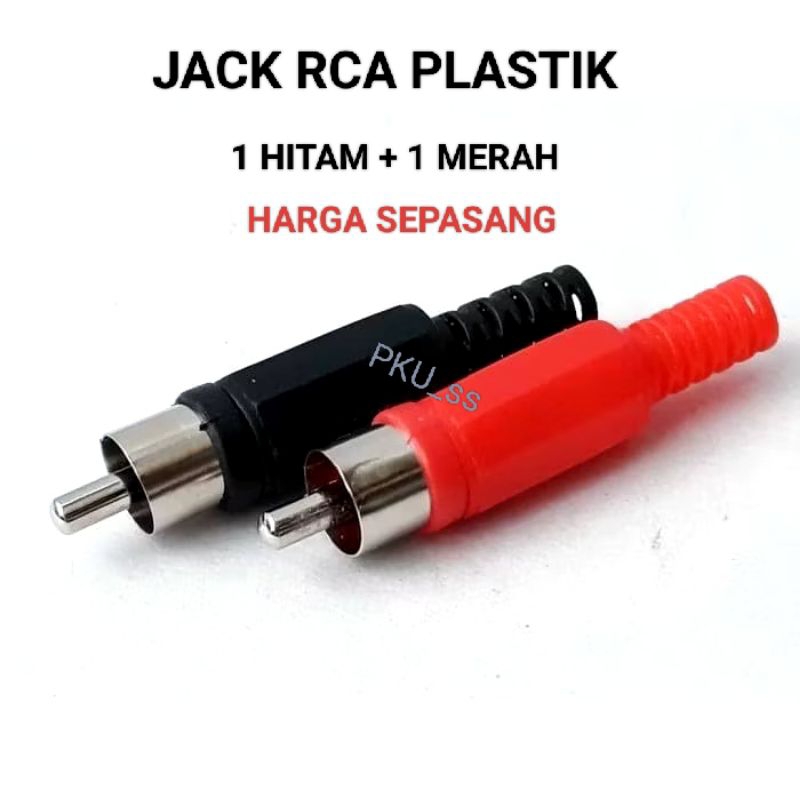 Jack RCA  plastik / Jack RCA PVC  merah+ hitam 1set / Jack colokan RCA audio plastik male /female