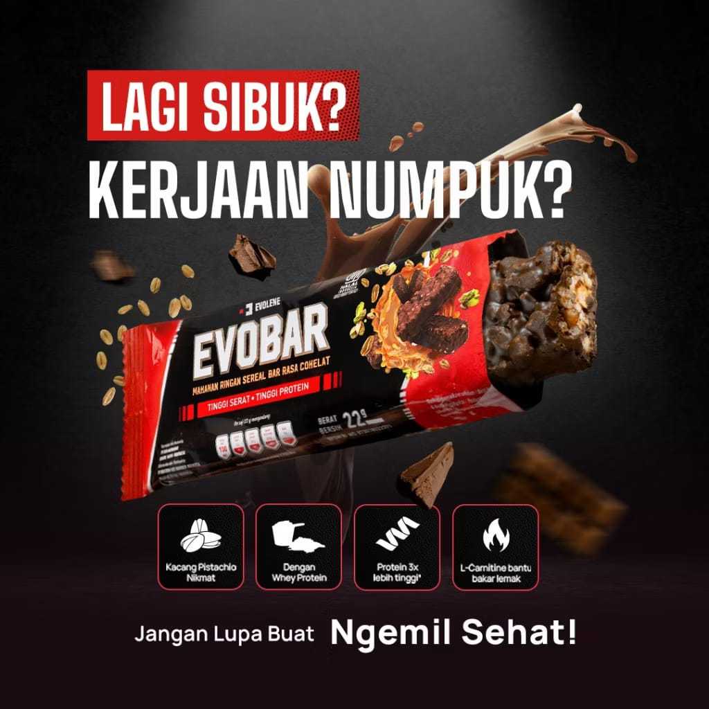 

Evolene - Protein Bar - Evobar Coklat 1 Sachet Snack Tinggi Protein