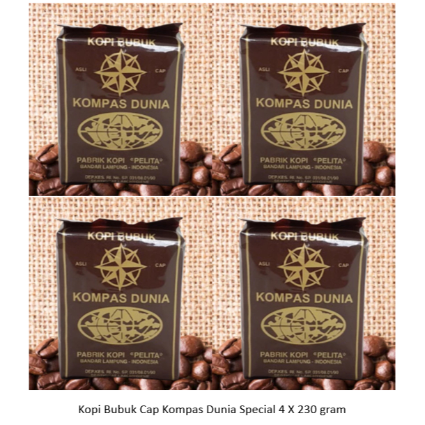 

Kopi Bubuk Lampung Cap Kompas Dunia Special 4 X 230 gram