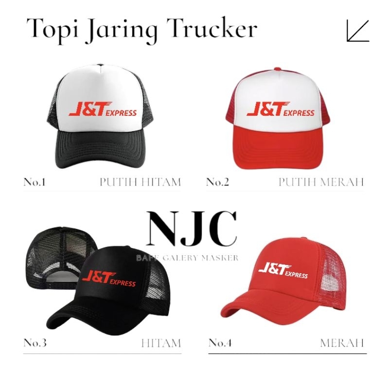 Topi Jaring Trucker Motif Kurir JNT Express Pria Wanita