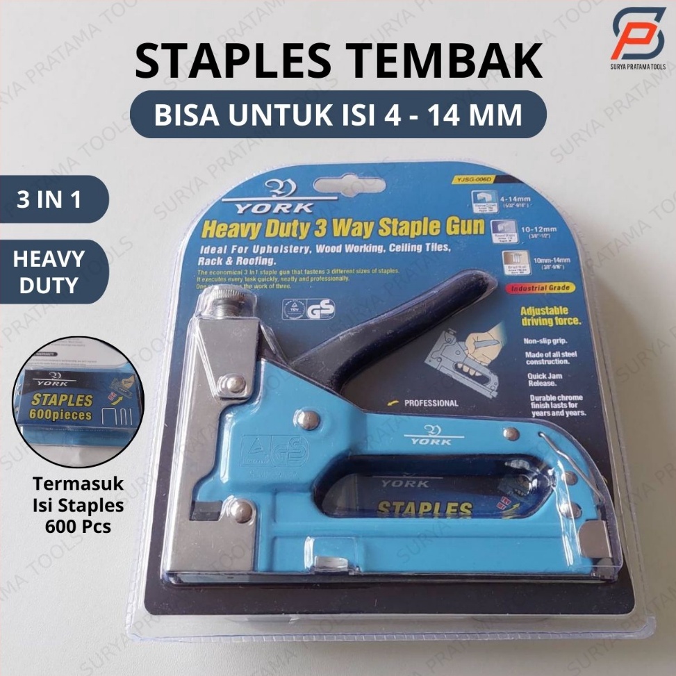 

Penjualan Spesial Staples Tembak 3 In 1 Staple Gun Tacker Stapler Hekter Jok Sofa Kulit Heavy Duty York