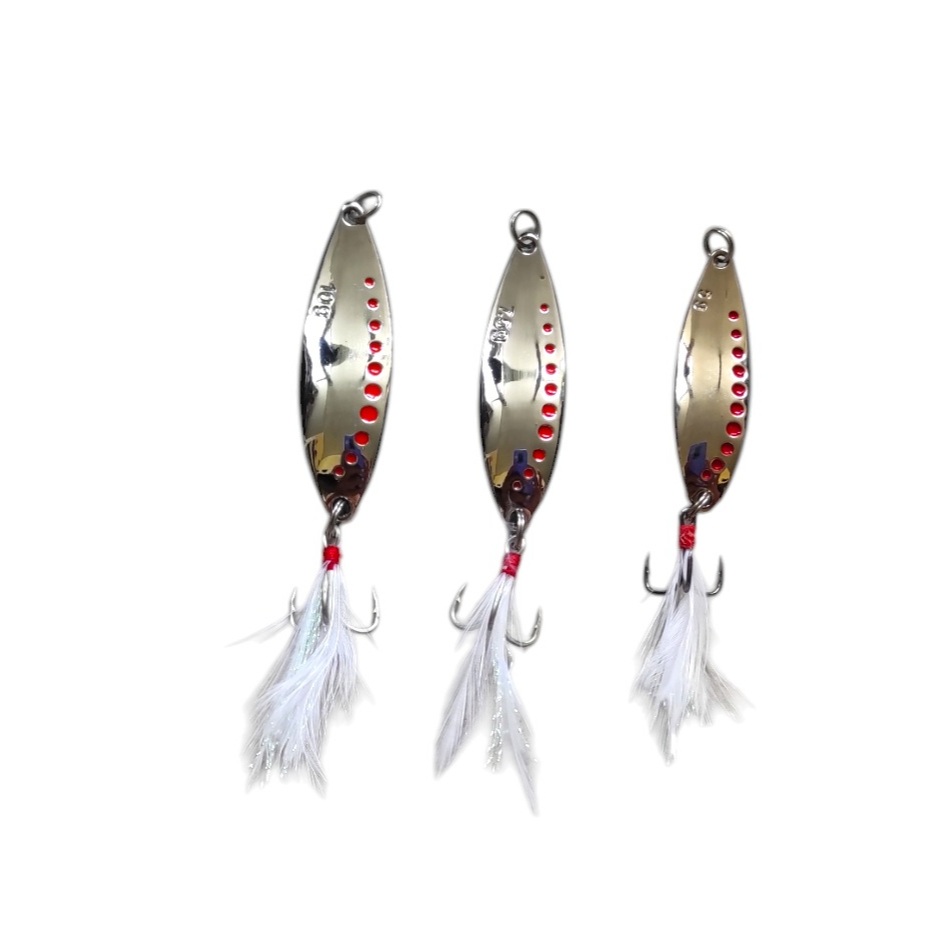 Umpan Mancing Spoon Bahan Metal Warna Gold / Silver dan Sequin Umpan Spoon Ul Umpan Mancing Casting