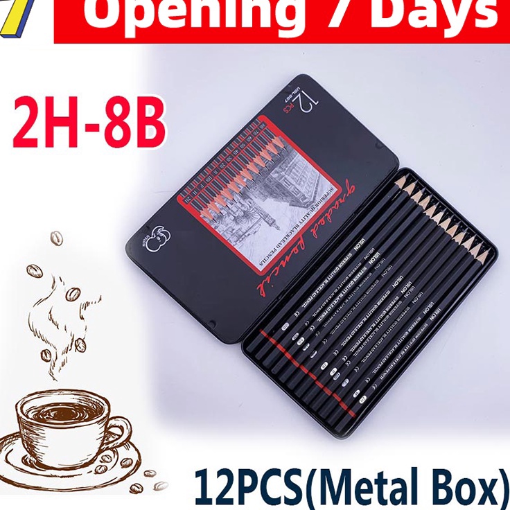 

Obral Hemat 12 pcs Pensil gambar sketsa set lengkap 2H H F B HB 2B 3B 4B 5B 6B 7B 8B Charcoal Pencils Set