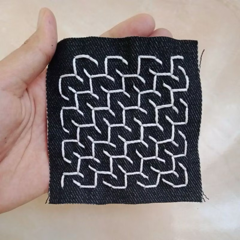 Sashiko Bentuk Bolak Balik Tampilan Kece Patch Denim Cocok Tambal Celana Jeans Ukuran 10 x 10 Model 