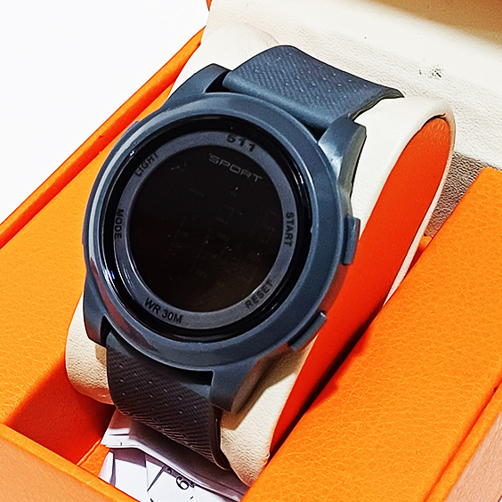 Jam Tangan Digital Pria 511 Sport Waterproof WR 30M Strap Tali PU CD 40mm