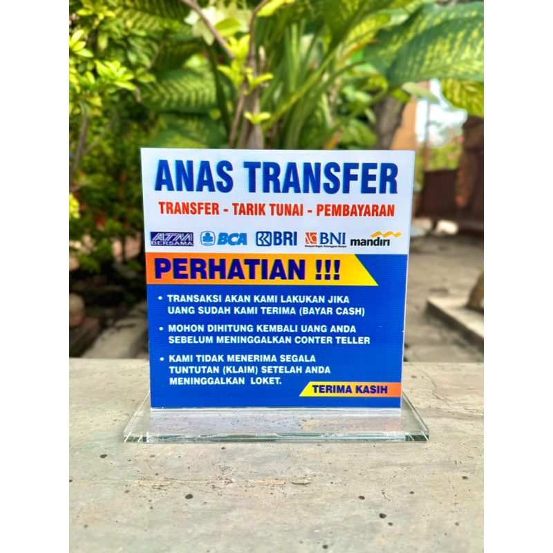 

BISA CUSTOM NAMA AKRILIK MEJA UKURAN 18x18cm AGEN BANK KONTER TOKO