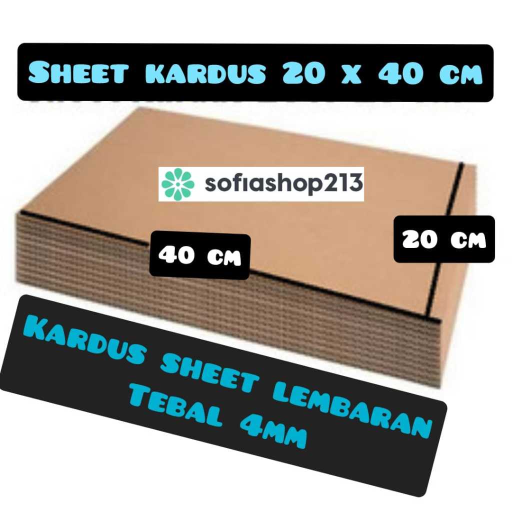 

kardus sheet lembaran ukuran 20x40 cm / 40x20 cm tebal 4 mm C-flude