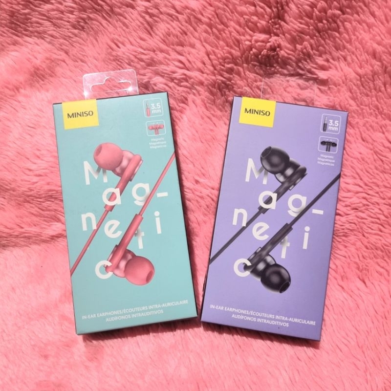 SPECIAL SALE MINISO MAGNETIC IN EAR METAL WIRED EARPHONES / HEADSET