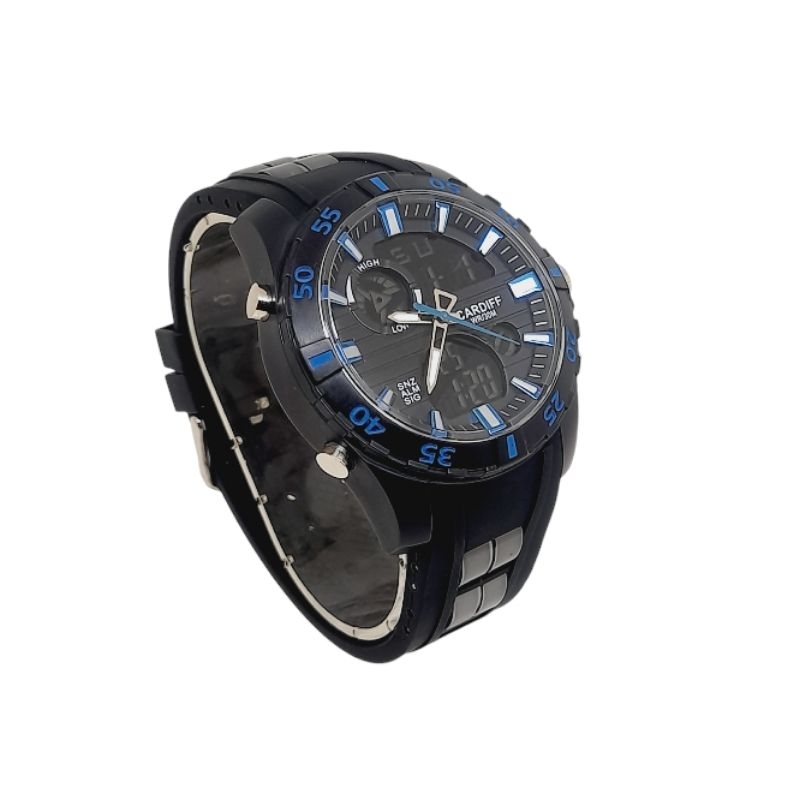 Cardiff 791  Jam Tangan Pria Analog-Digital Terbaru Karet 42mm Waterresist 3atm Garansi Mesin 1 Tahu